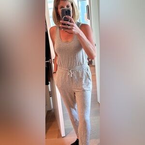 Solendid Scoop neck, straight leg Jumpsuit- grey, medium